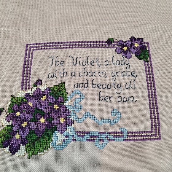 Violet Flower Cross Stitch Sampler - Picture 1 of 7